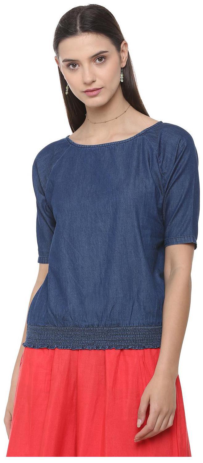 

People Women Self design Regular top - Blue