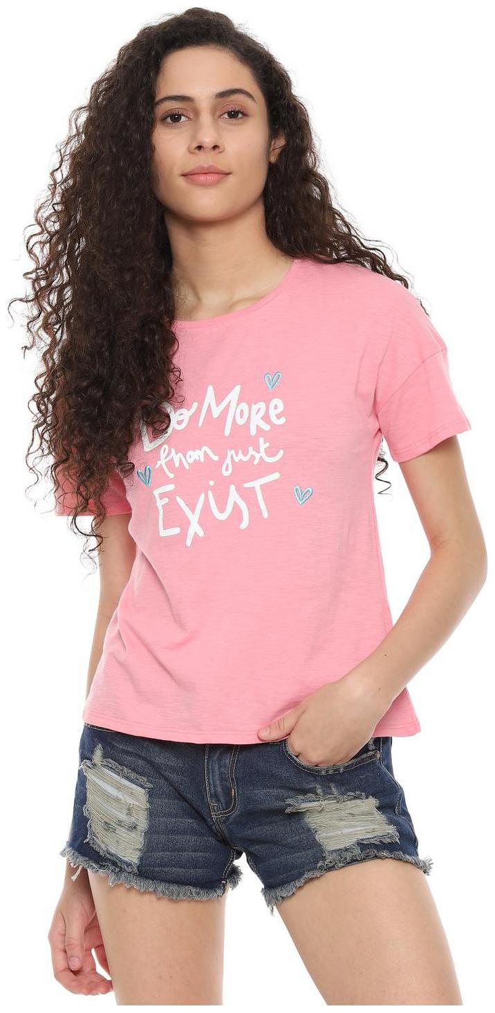 

People Women Self design Regular top - Pink