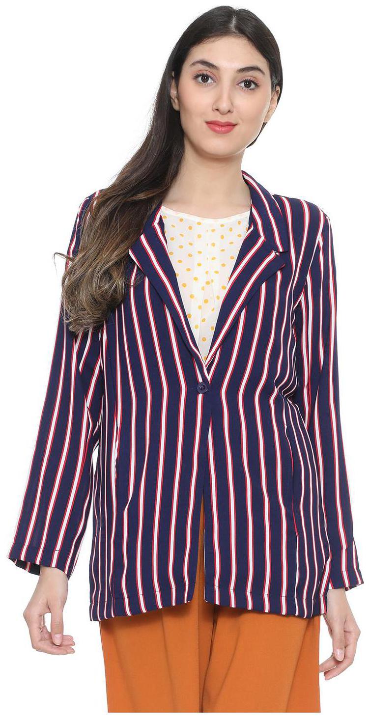 

People Women Striped Bomber Jacket - Blue