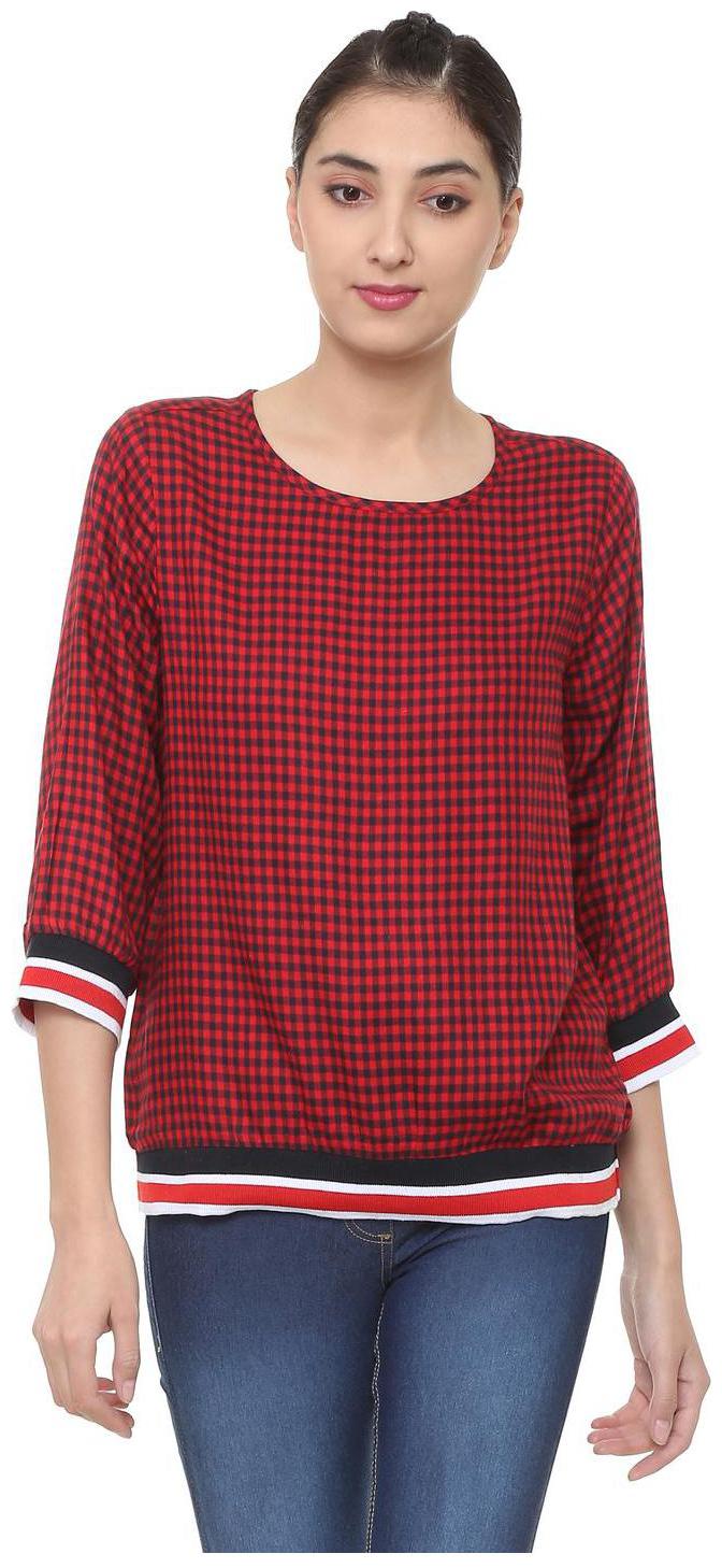 

People Women Self design Regular top - Red