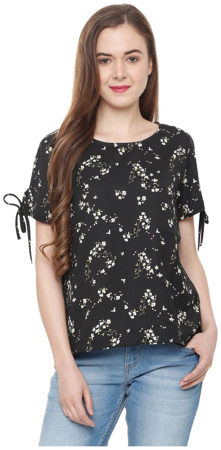 

People Women Printed Regular top - Black