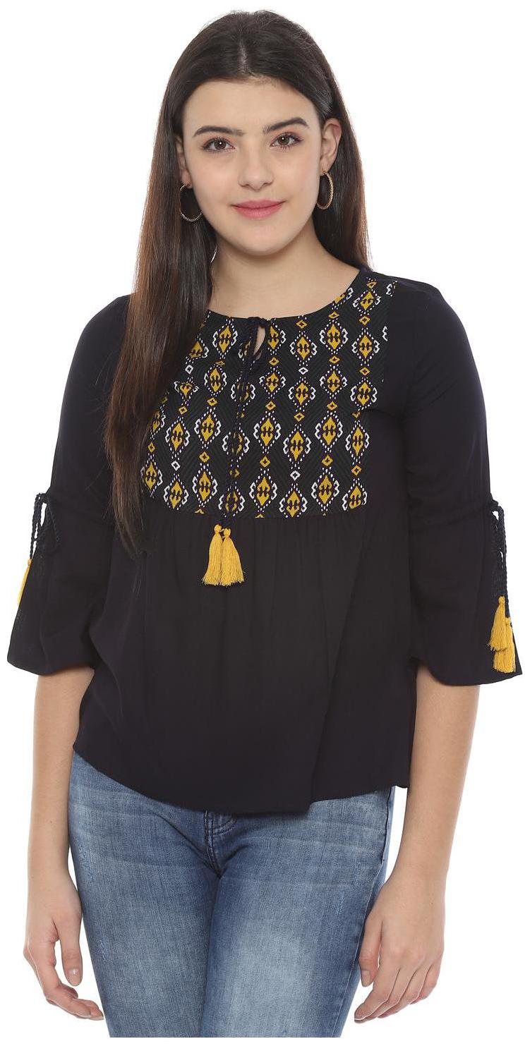 

People Women Printed Regular top - Blue