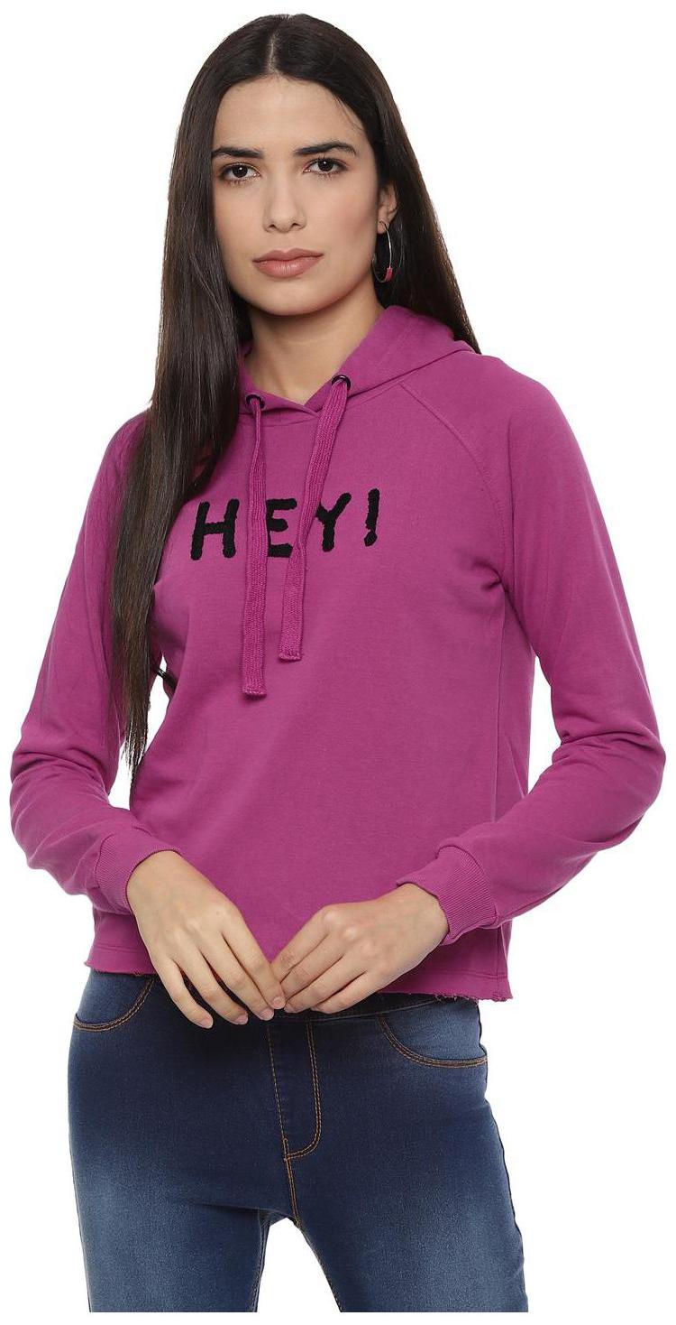 

People Women Self Design Sweatshirt - Purple