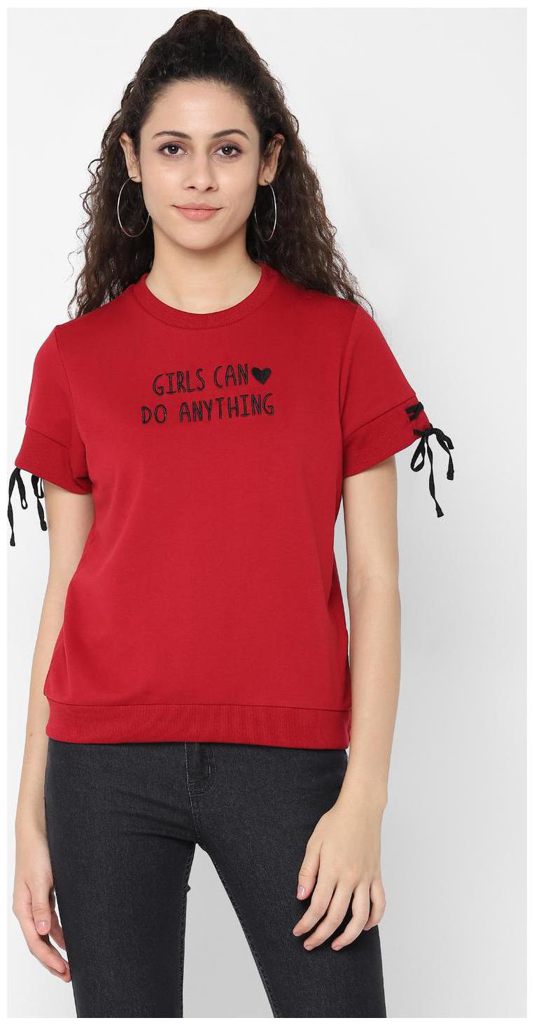 

People Women Printed Sweatshirt - Red