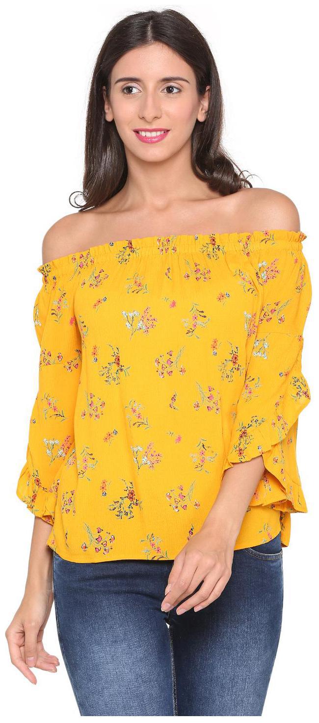 

People Women Printed Regular top - Yellow