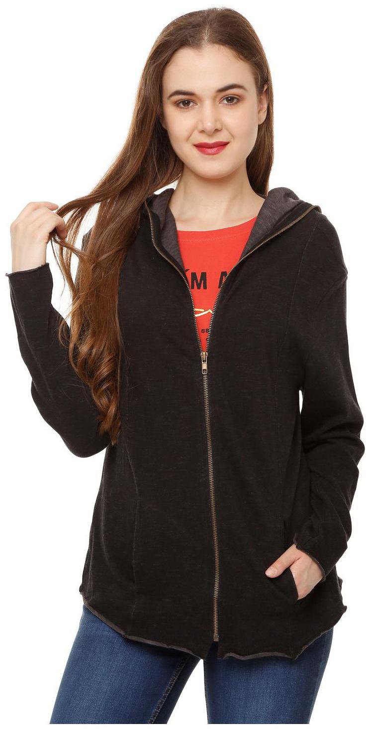 

People Women Self Design Bomber Jacket - Black