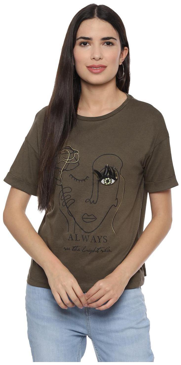 

People Women Printed Regular top - Green