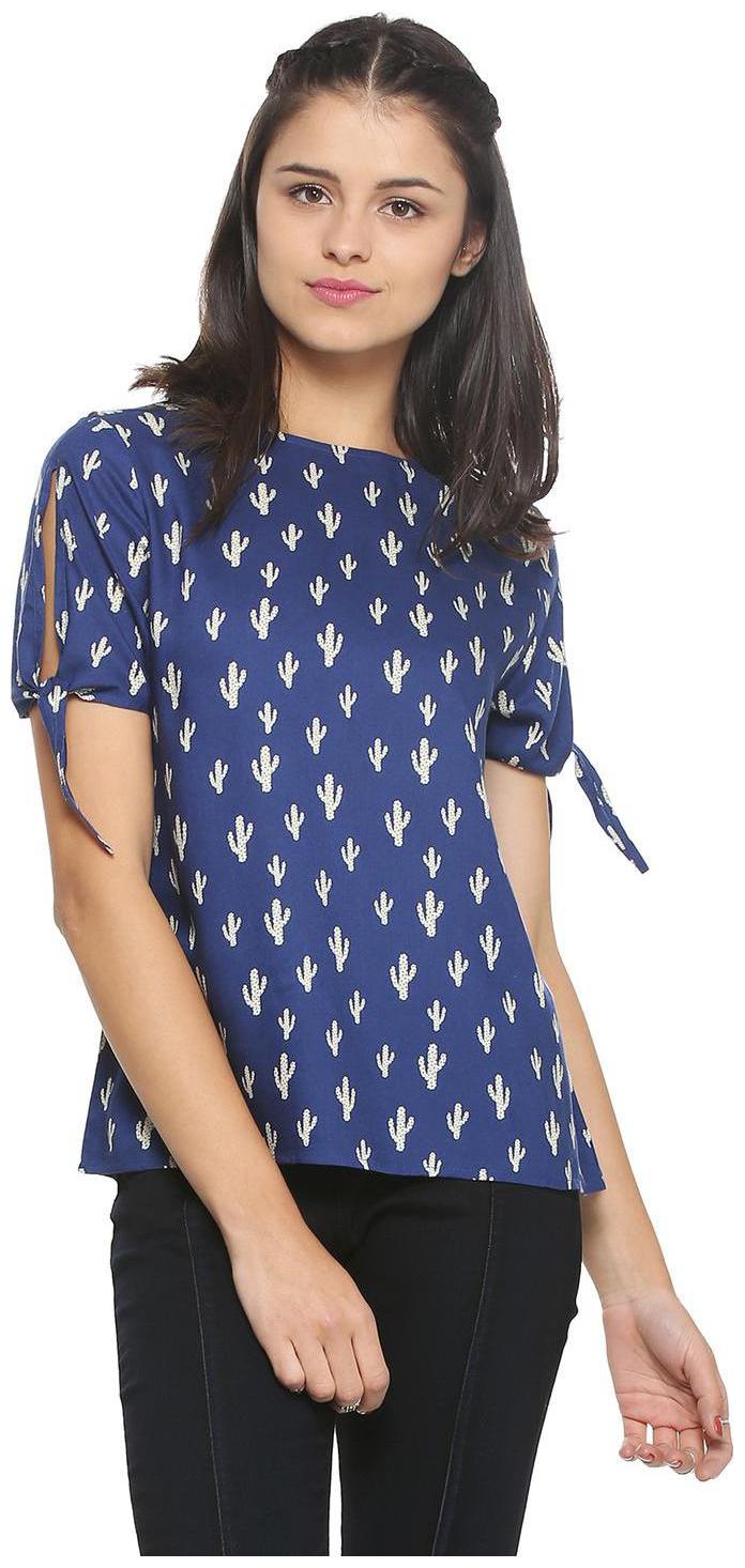 

People Women Printed Regular top - Blue