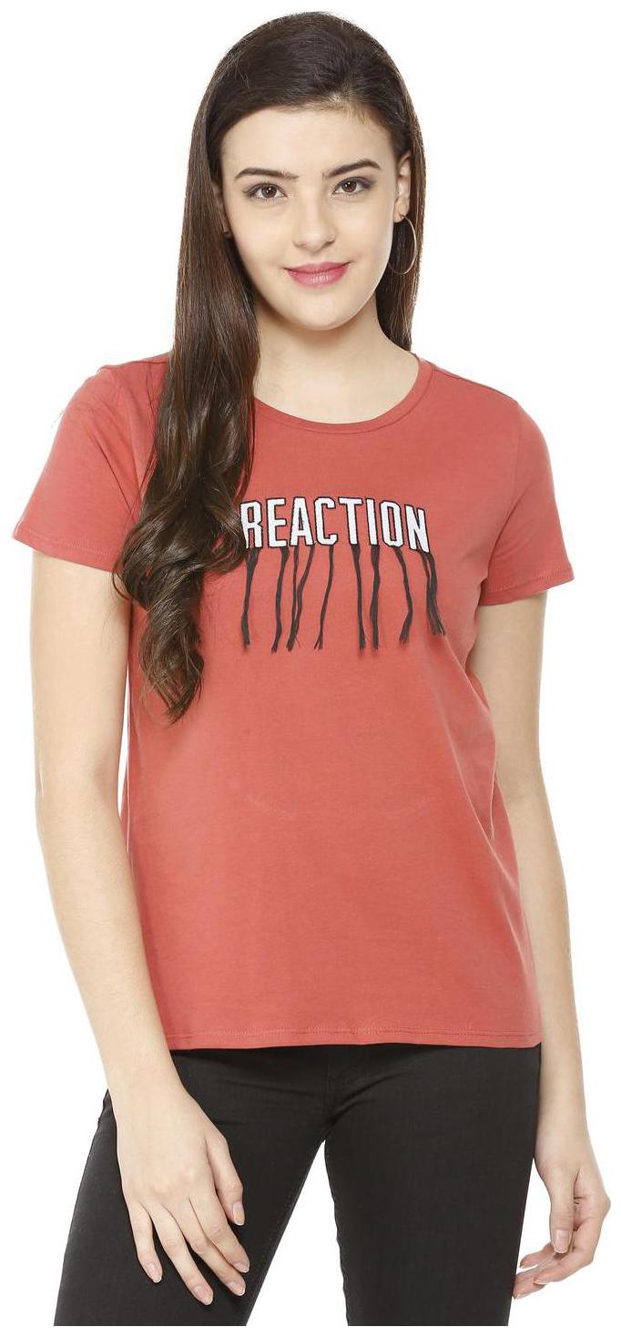 

People Women Red Regular fit Round neck Cotton T shirt