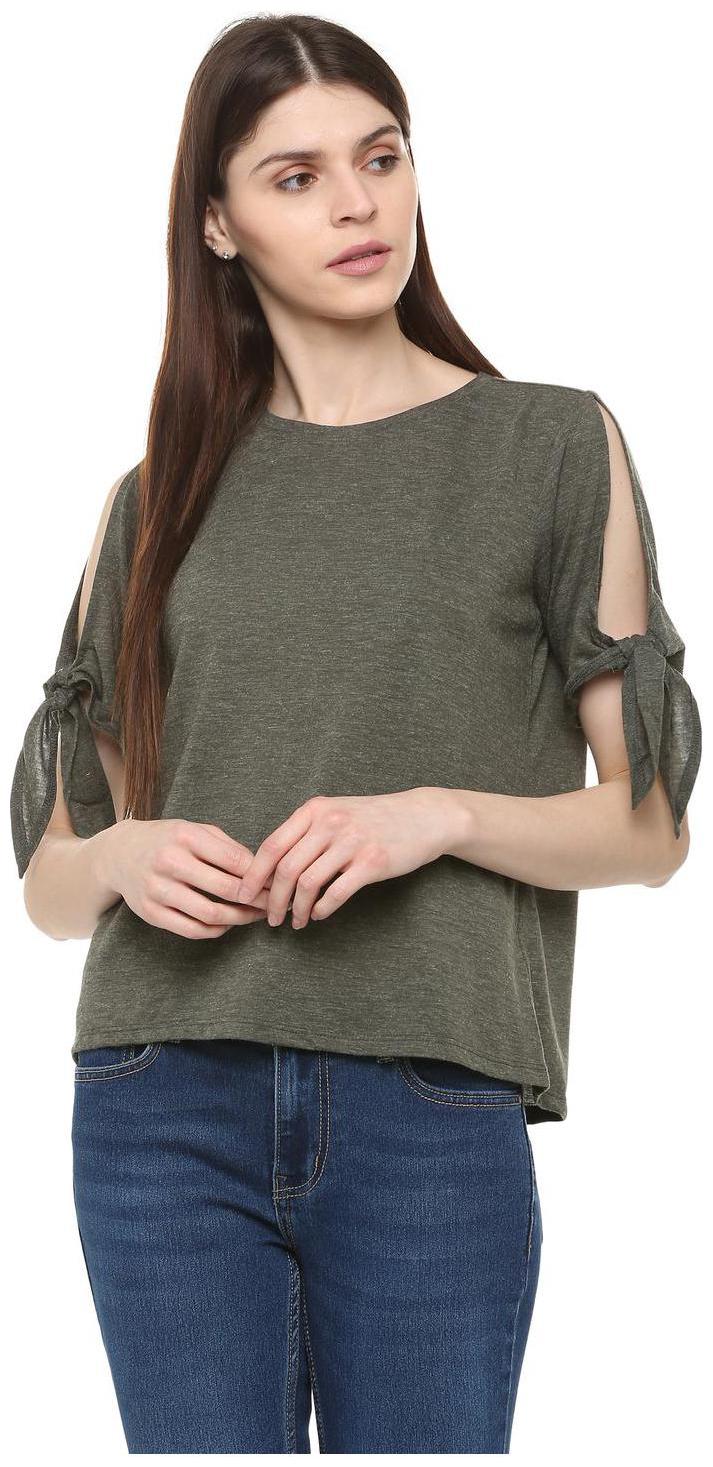 

People Women Self design Regular top - Grey