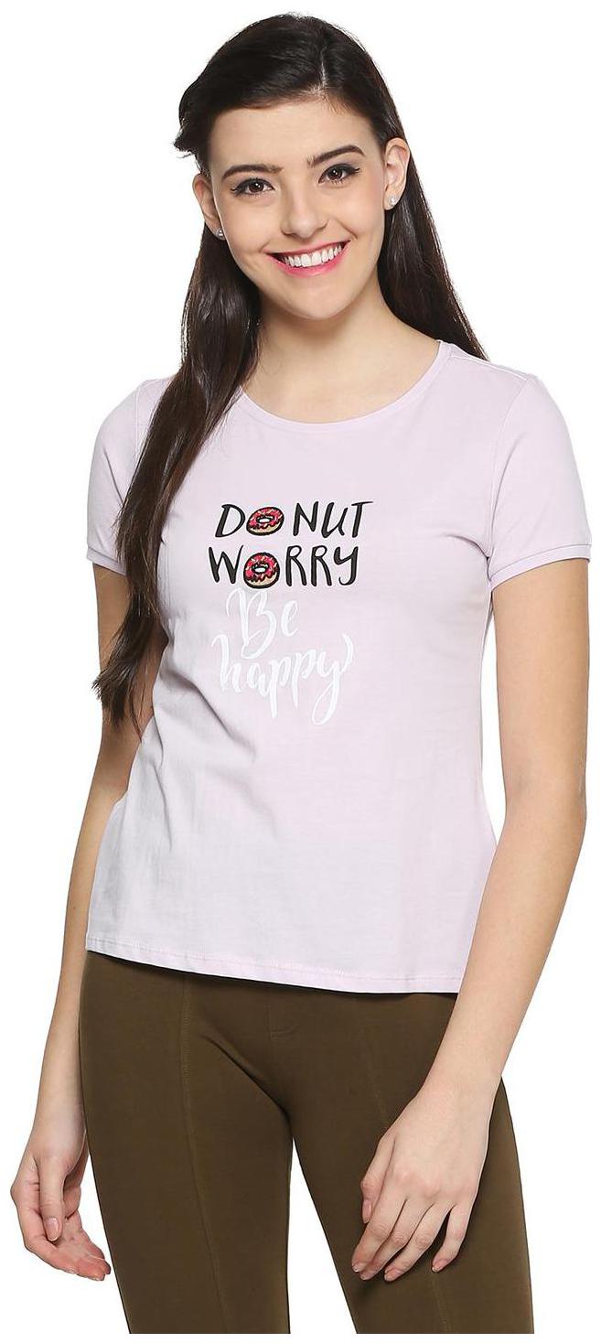 

People Women Pink Regular fit Round neck Cotton T shirt