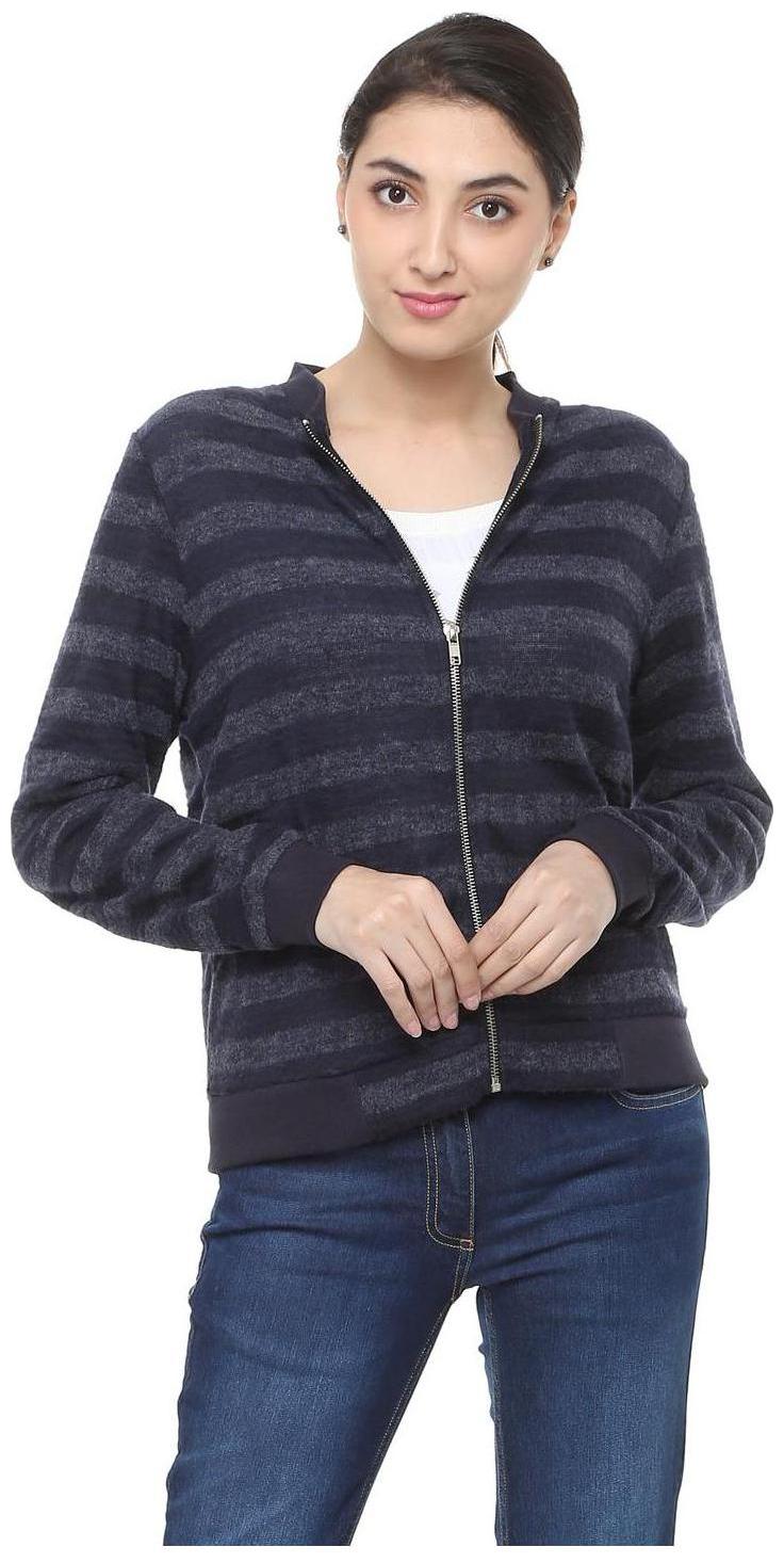 

People Women Striped Bomber Jacket - Blue