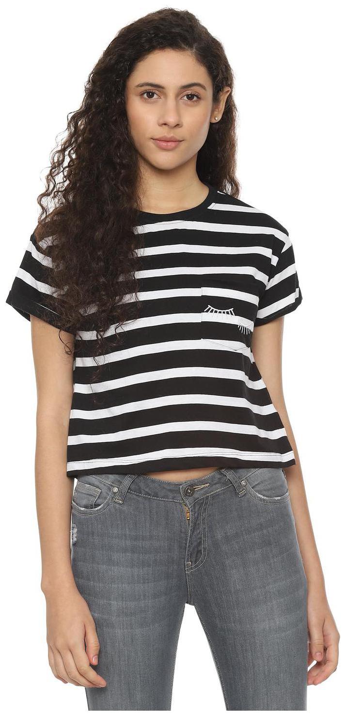 

People Women Striped Regular top - Black White