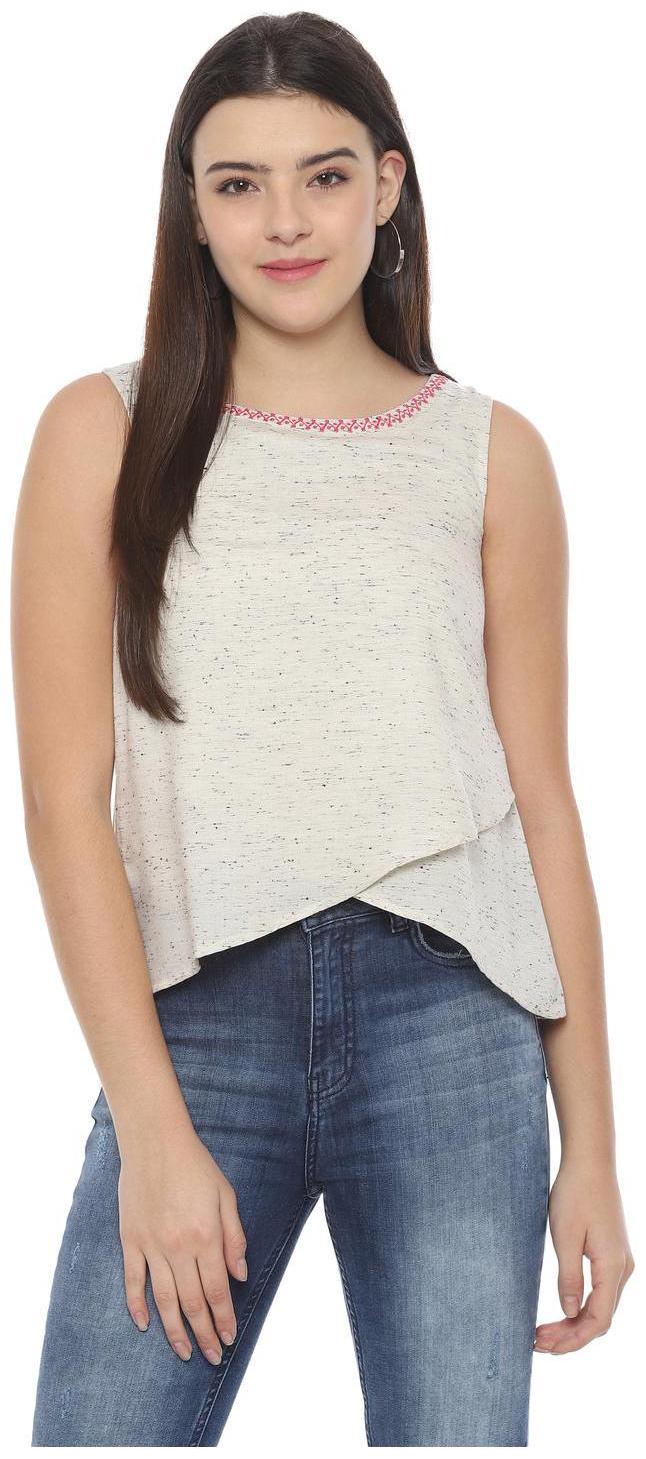 

People Women Self design Regular top - White