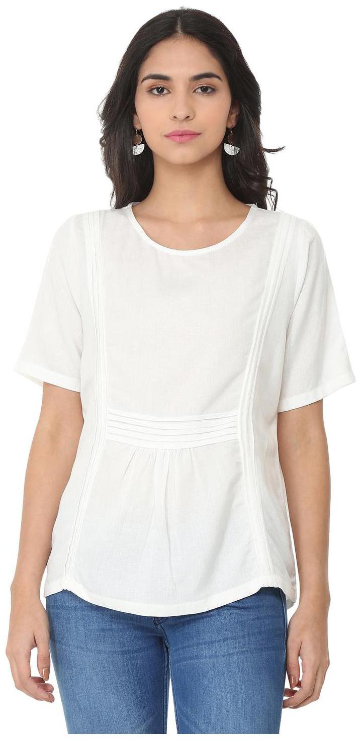 

People Women Self design Regular top - White