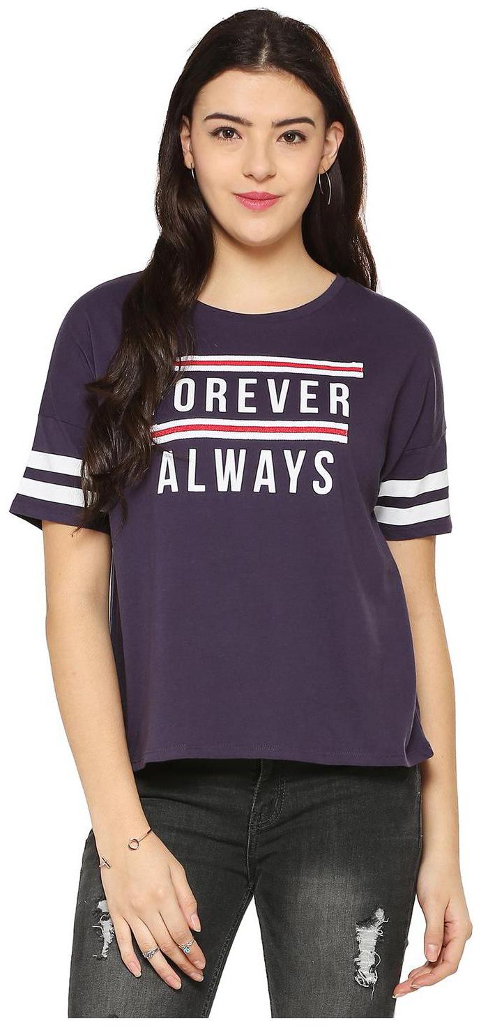 

People Women Printed Regular top - Purple