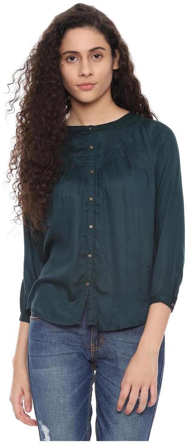 

People Women Self design Regular top - Green