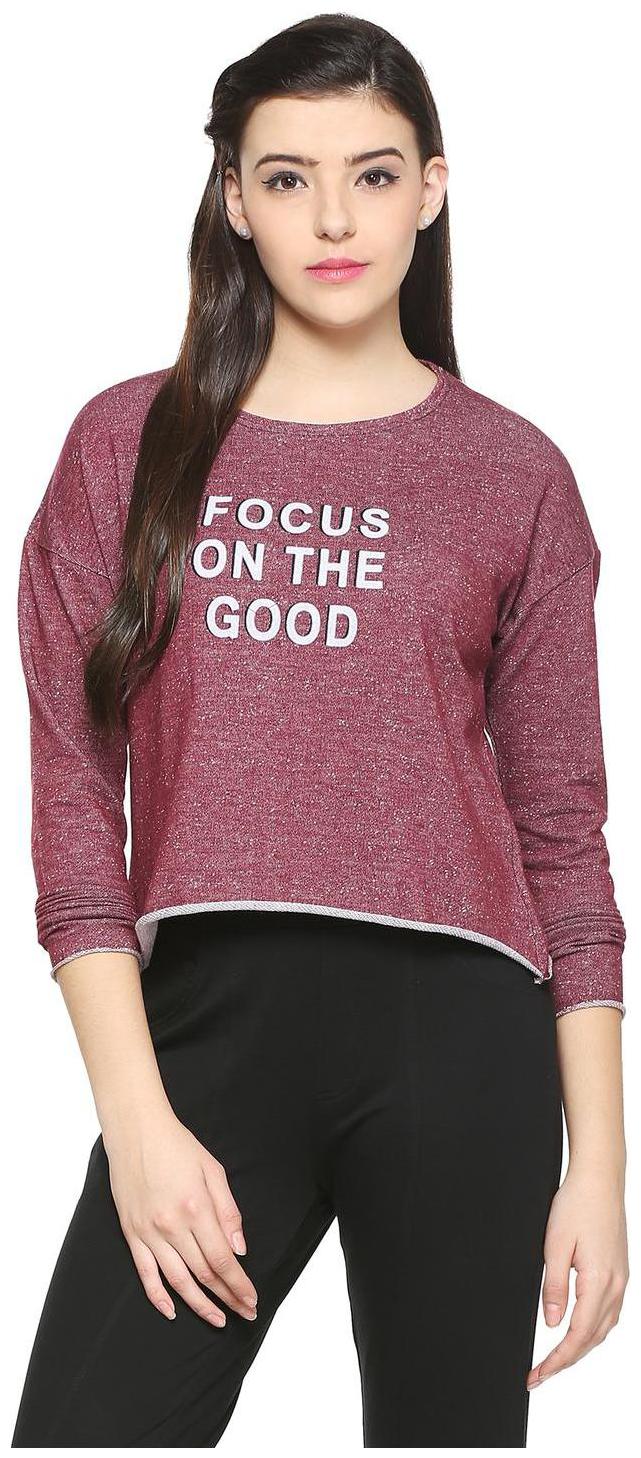 

People Women Printed Sweatshirt - Maroon