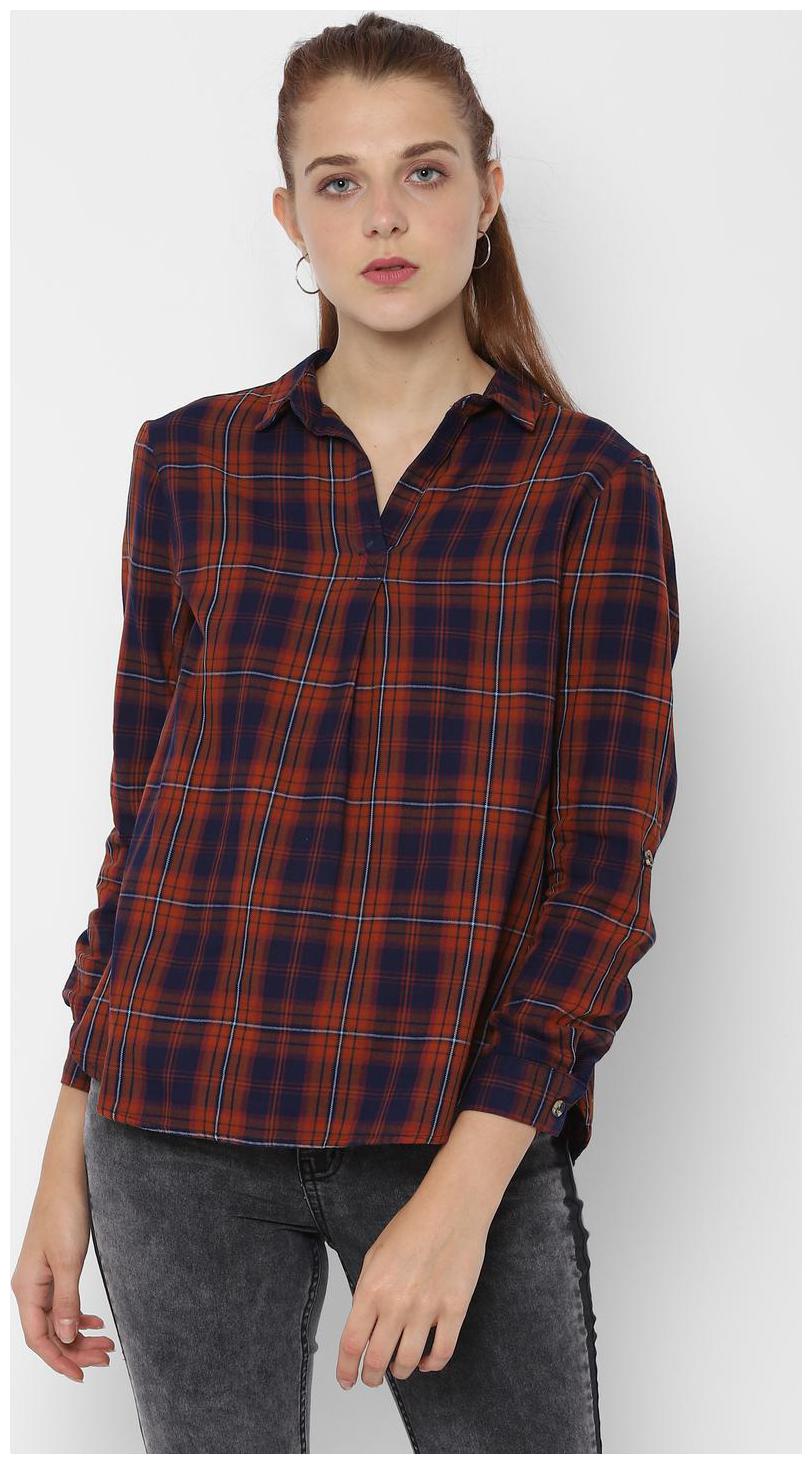 

People Women Checked Regular top - Brown