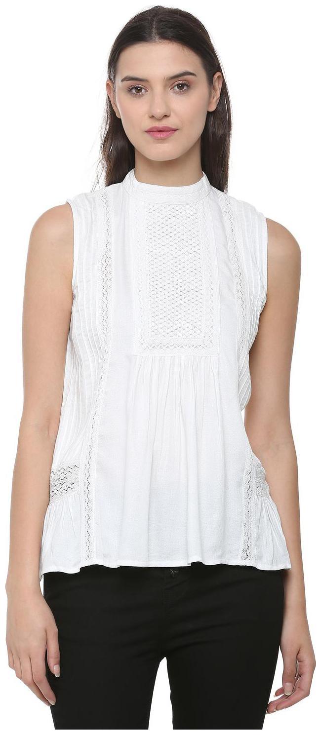 

People Women Self design Regular top - White