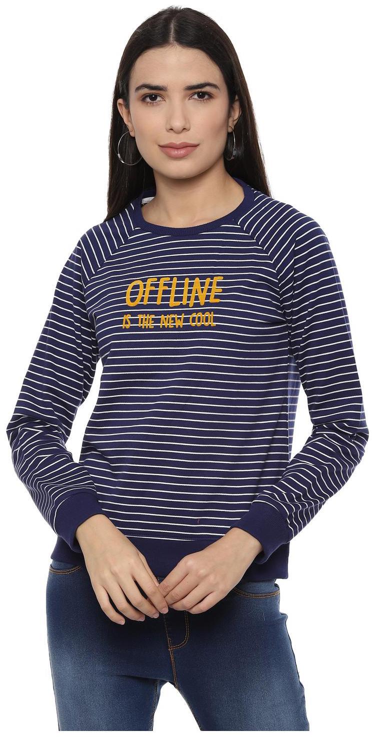

People Women Striped Sweatshirt - Blue