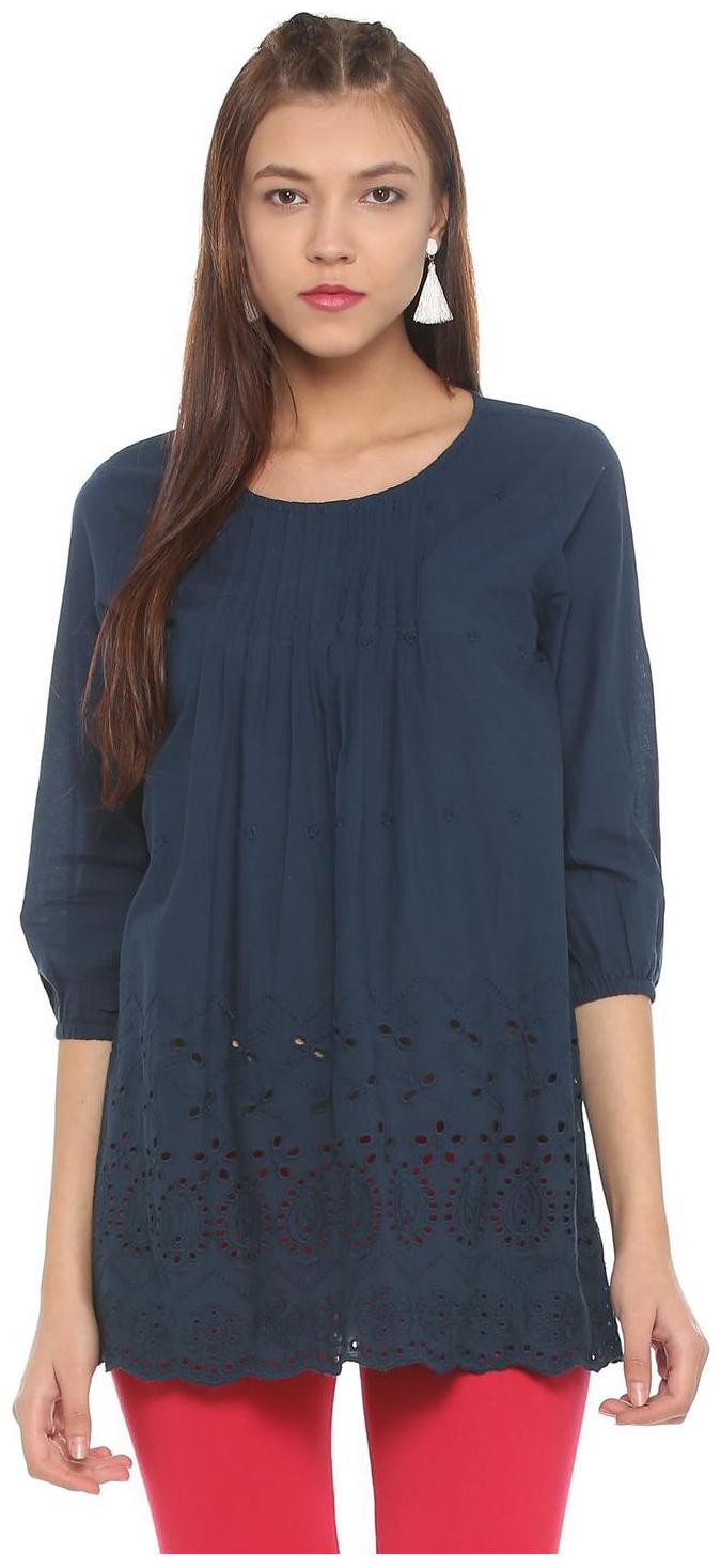 

People Women Embroidered Regular tunic - Blue