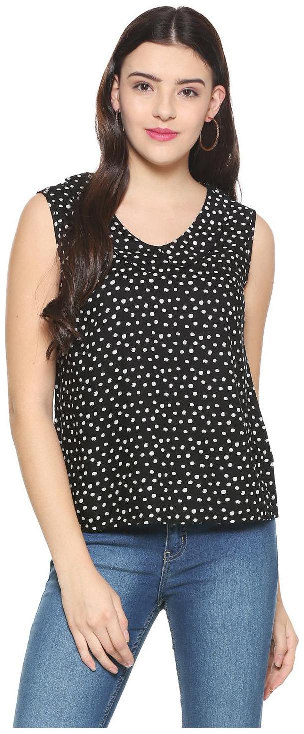 

People Women Printed Regular top - Black
