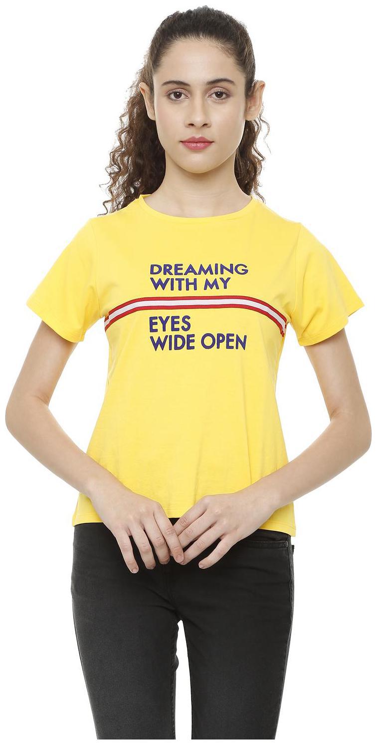 

People Women Printed Regular top - Yellow