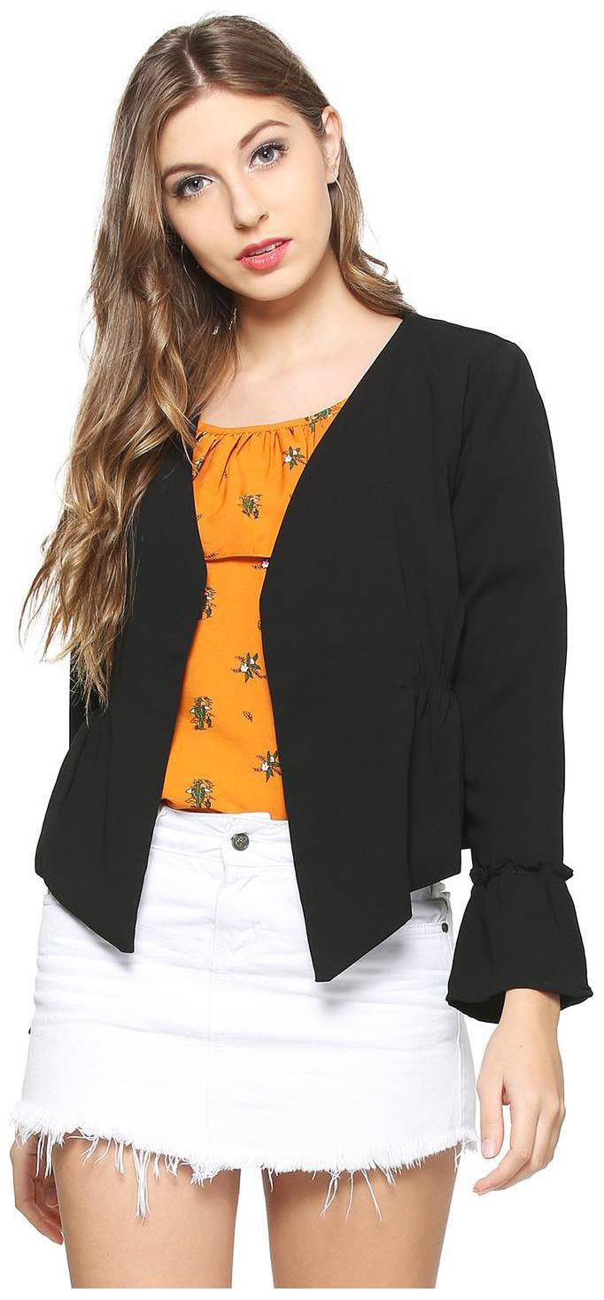 

People Women Solid Bomber Jacket - Black