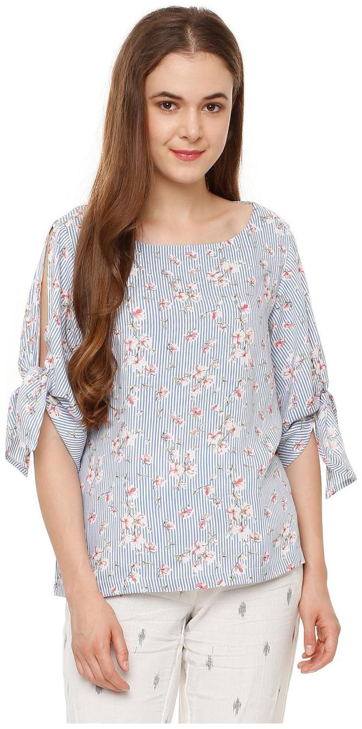 

People Women Printed Regular top - Blue