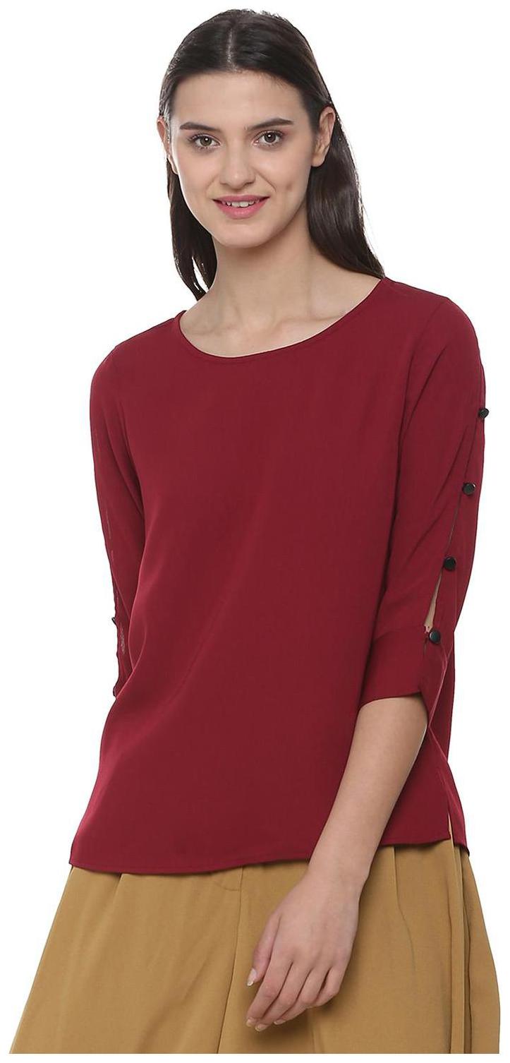 

People Women Solid Regular top - Maroon