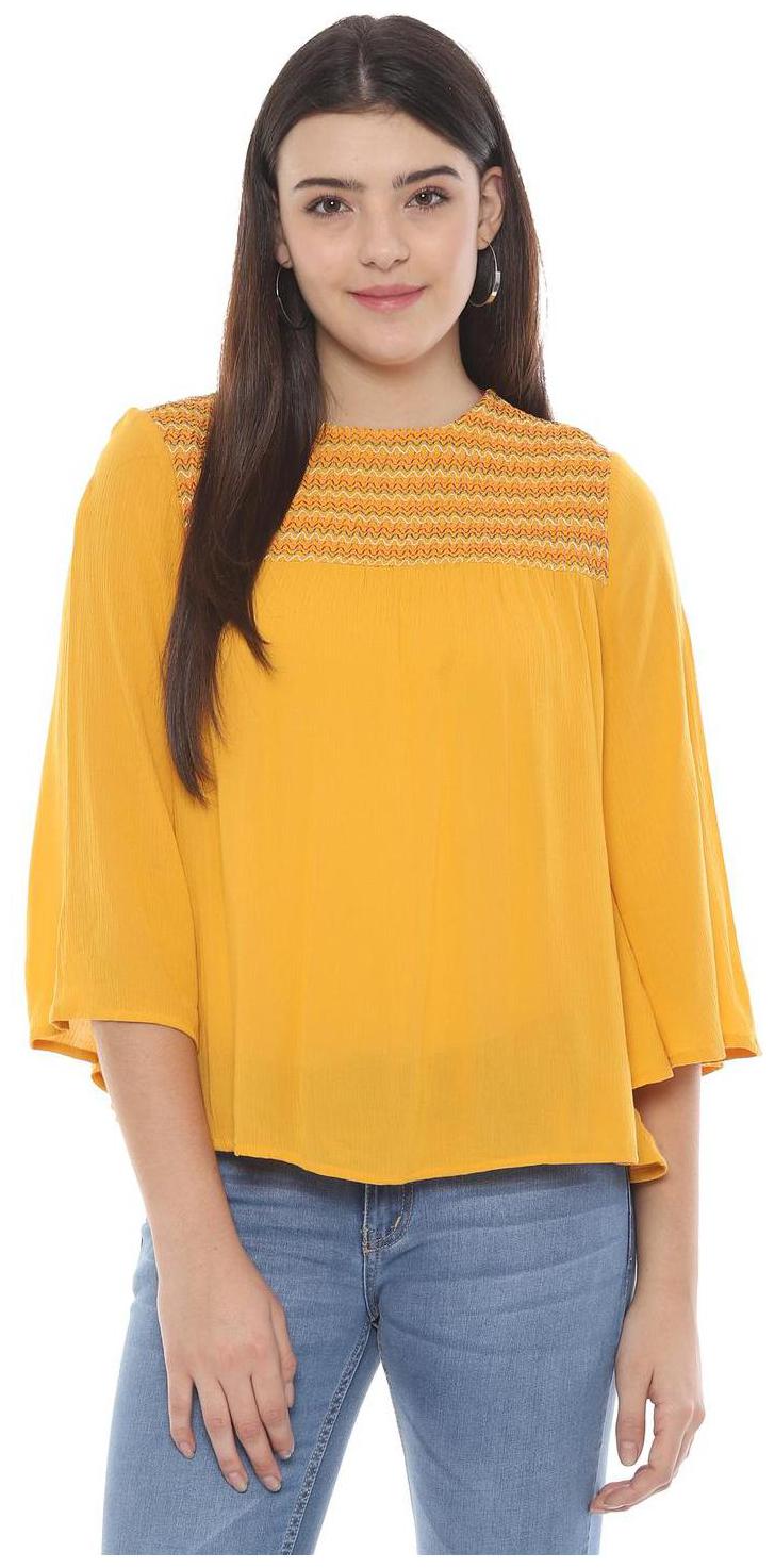 

People Women Self design Regular top - Yellow
