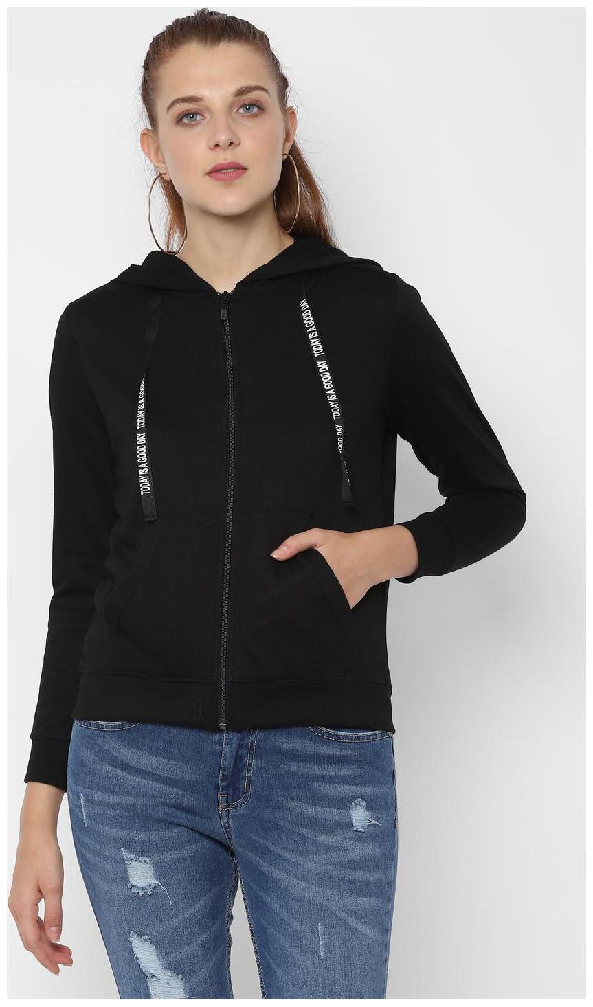 

People Women Solid Sweatshirt - Black