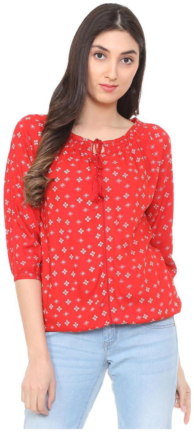 

People Women Printed Regular top - Red