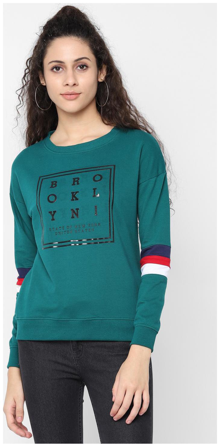 

People Women Printed Sweatshirt - Green