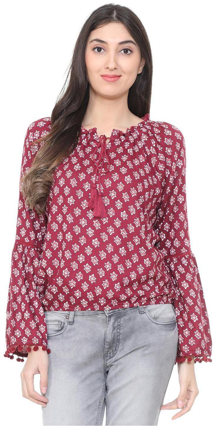 

People Women Printed Regular top - Maroon