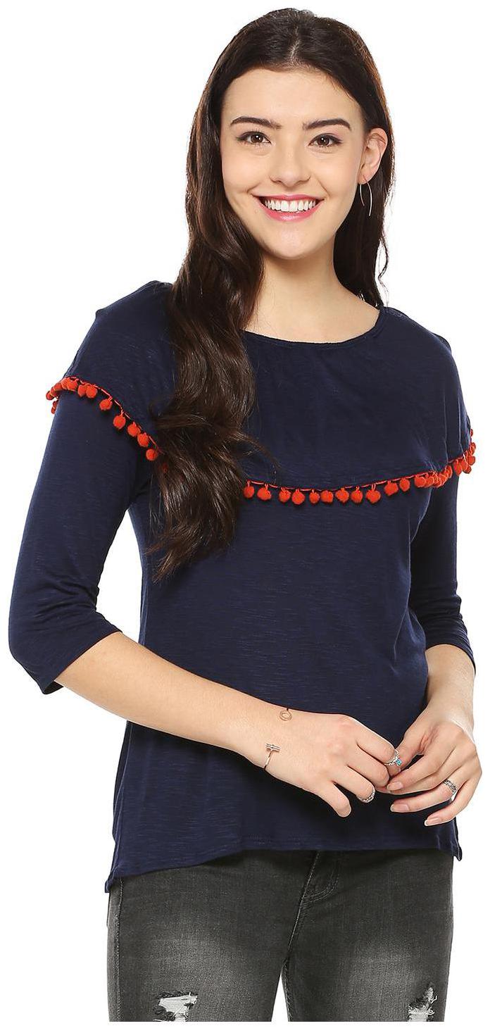 

People Women Self design Regular top - Blue