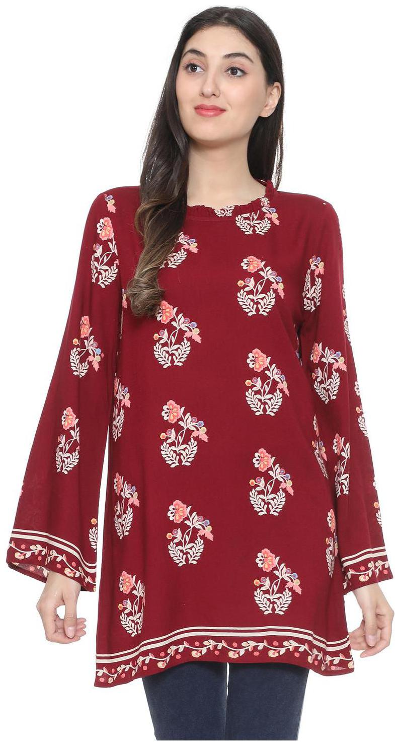 

People Women Printed Regular tunic - Maroon