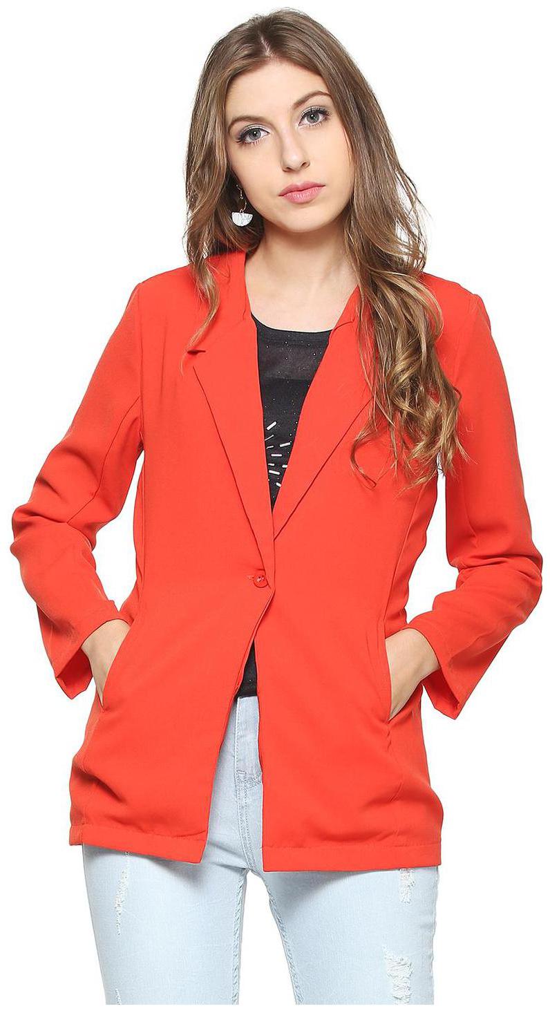 

People Women Solid Bomber Jacket - Red