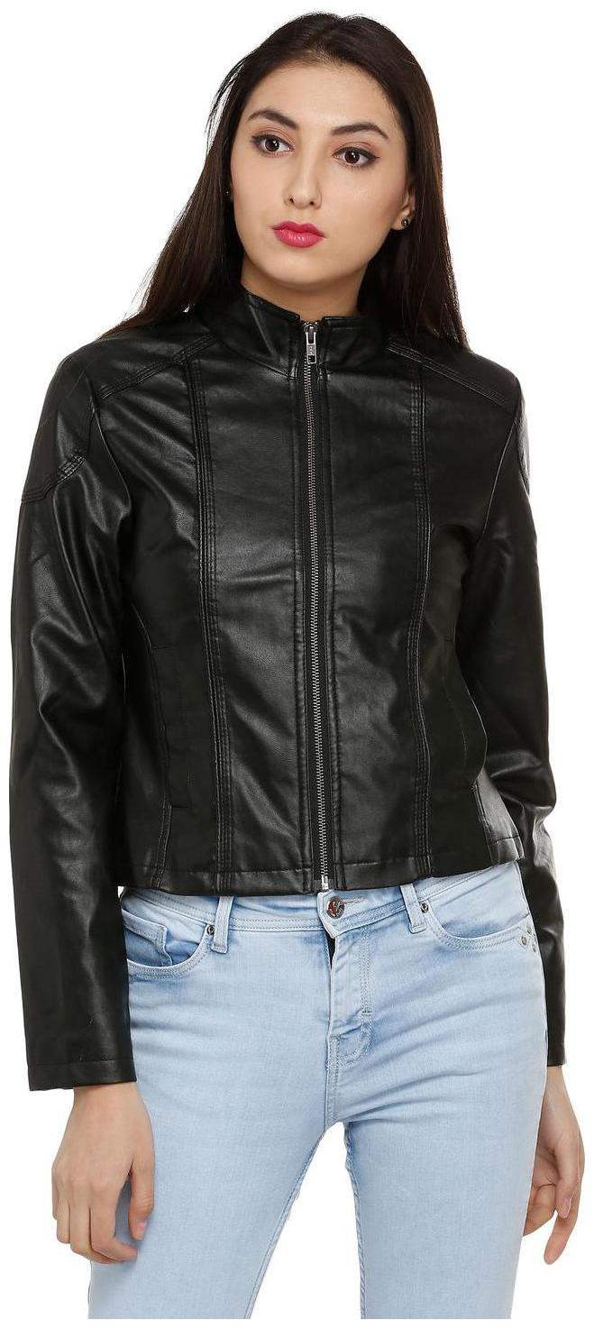 

People Women Solid Bomber Jacket - Black