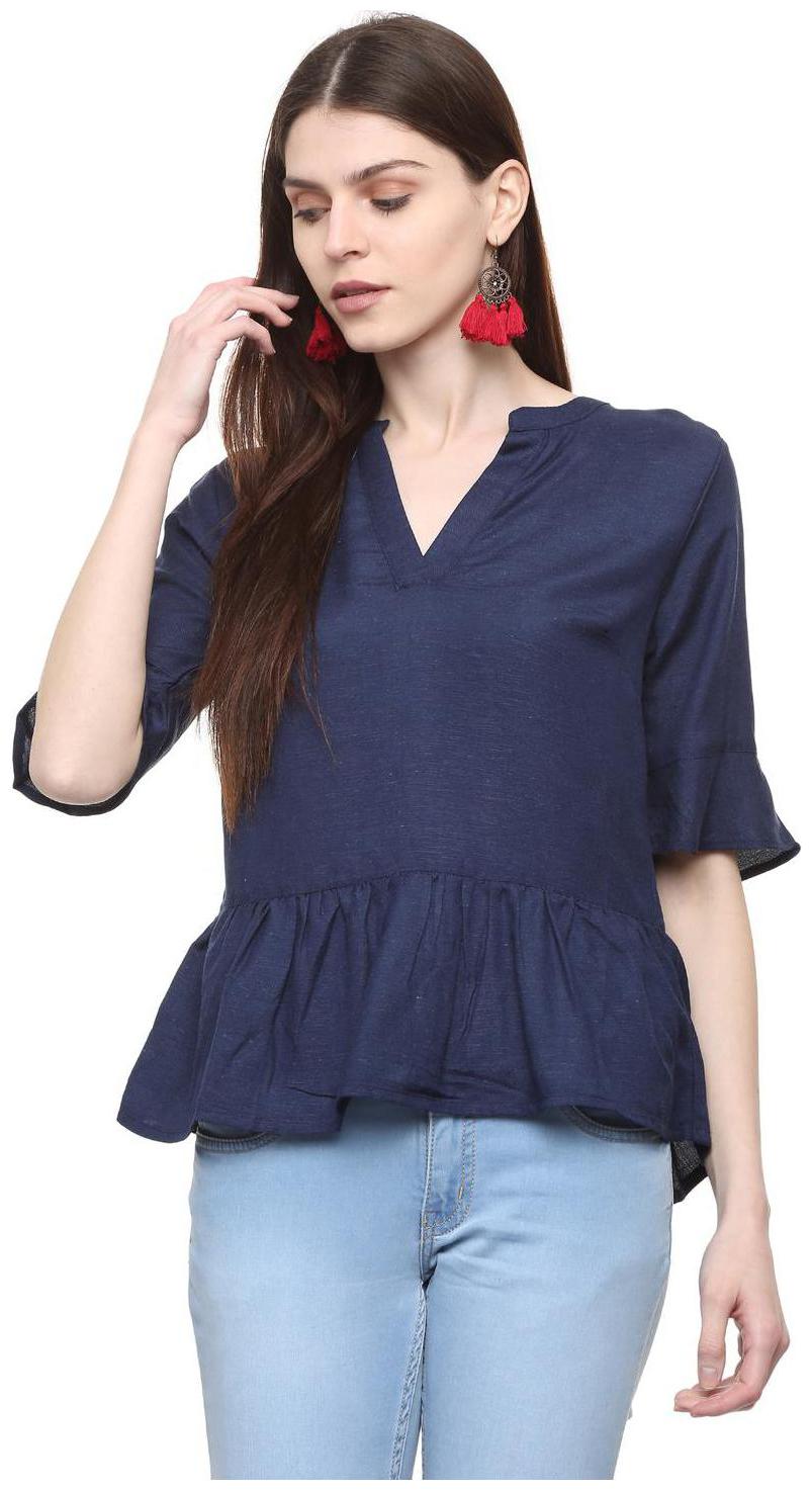 

People Women Printed Regular top - Blue