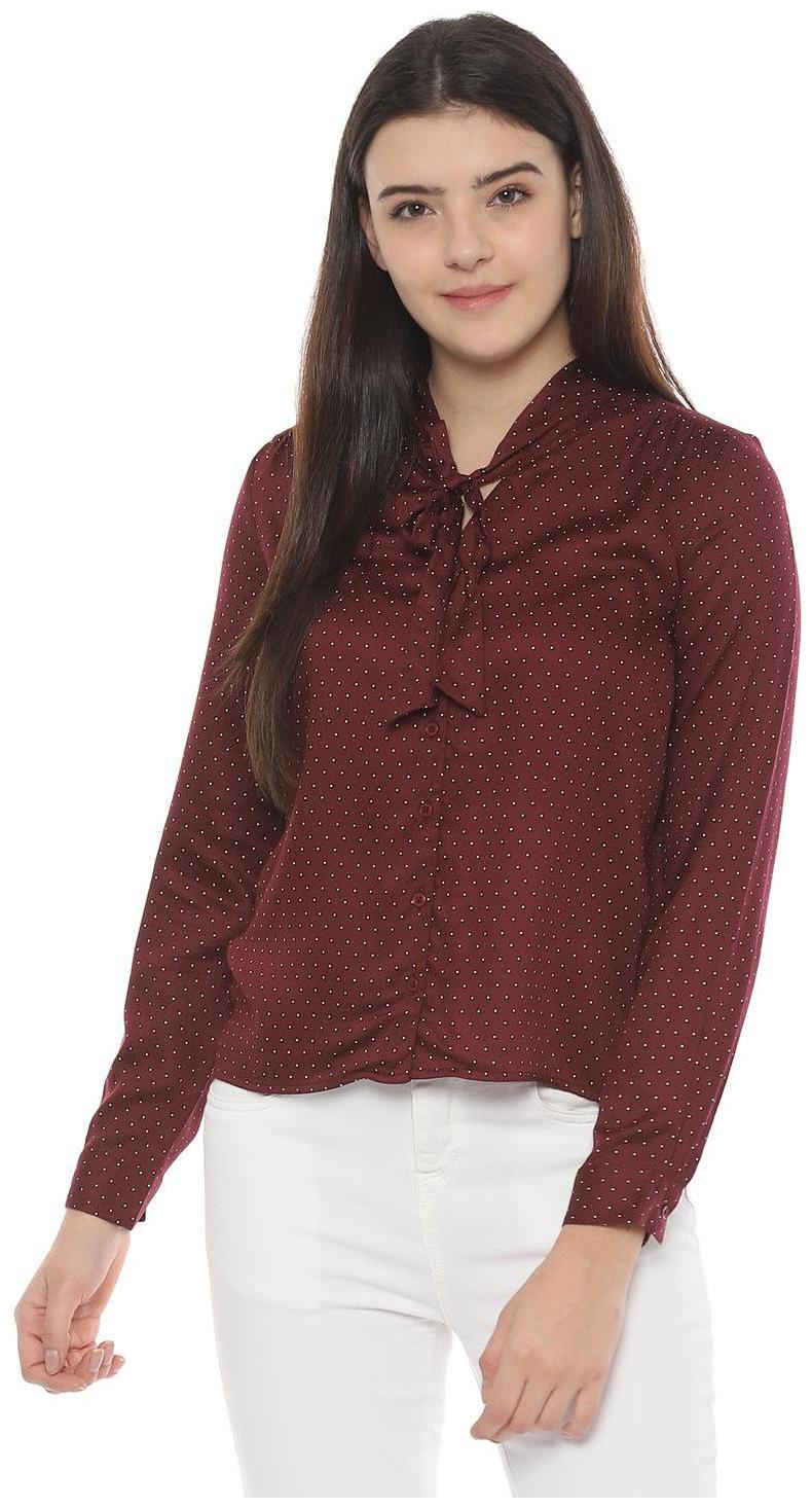 

People Women Brown Printed Regular Fit Shirt
