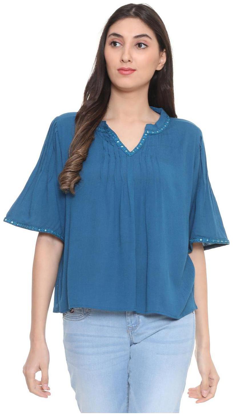 

People Women Solid Regular top - Blue