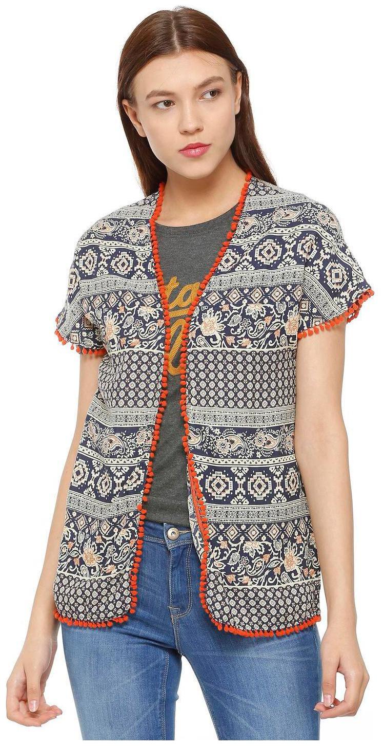 

People Women Printed Bomber Jacket - Blue