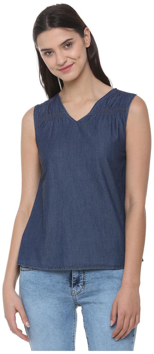 

People Women Self design Regular top - Blue