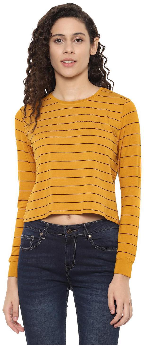 

People Women Striped Regular top - Yellow