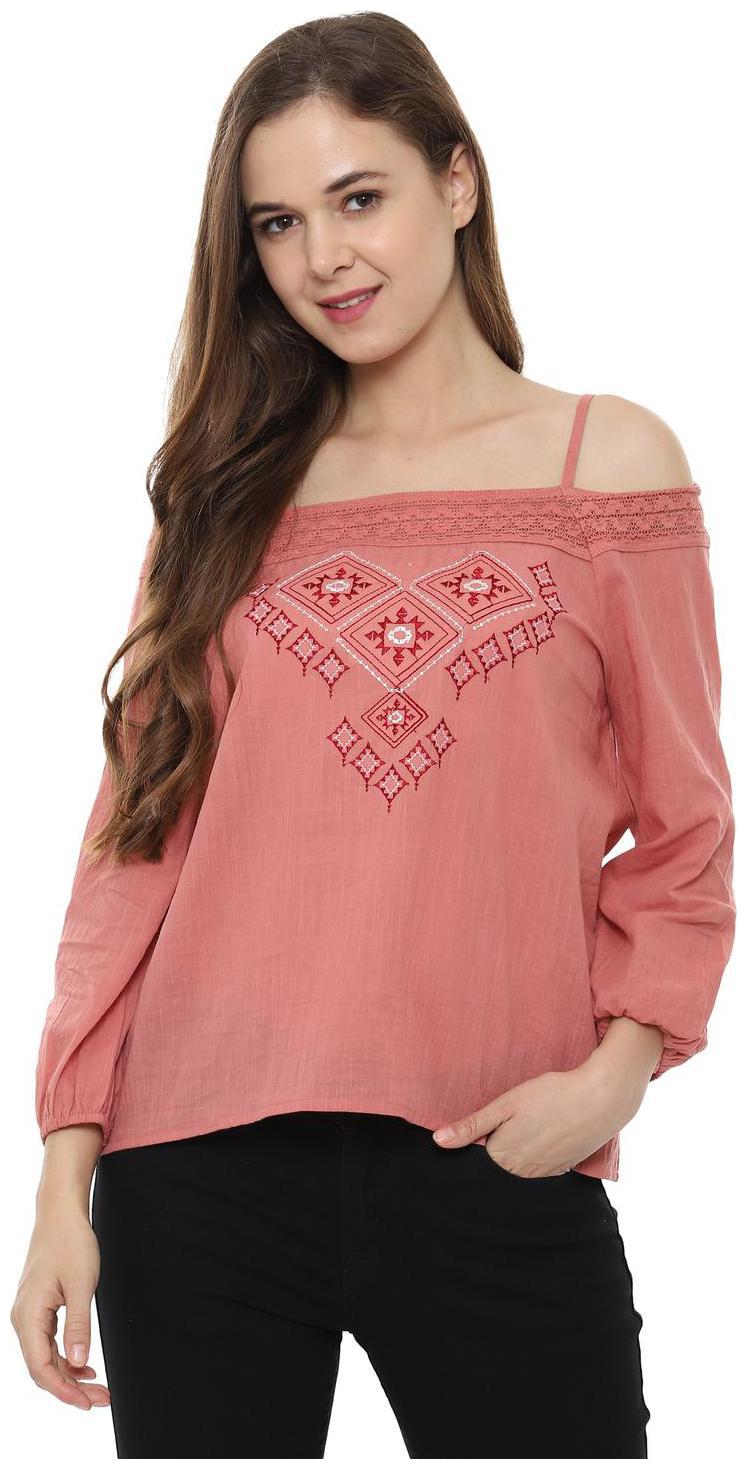 

People Women Embroidered Regular top - Pink