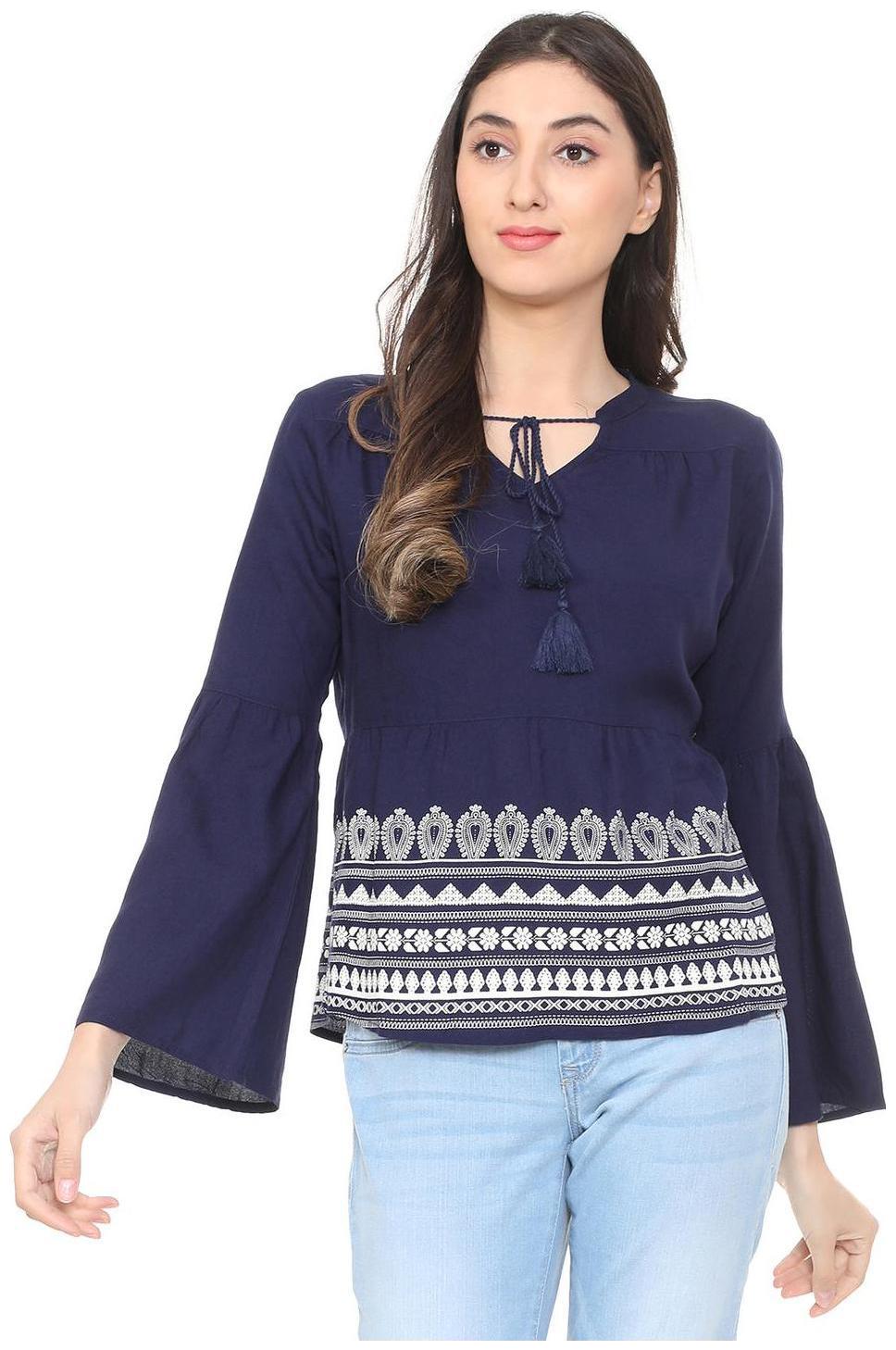 

People Women Printed Regular top - Blue