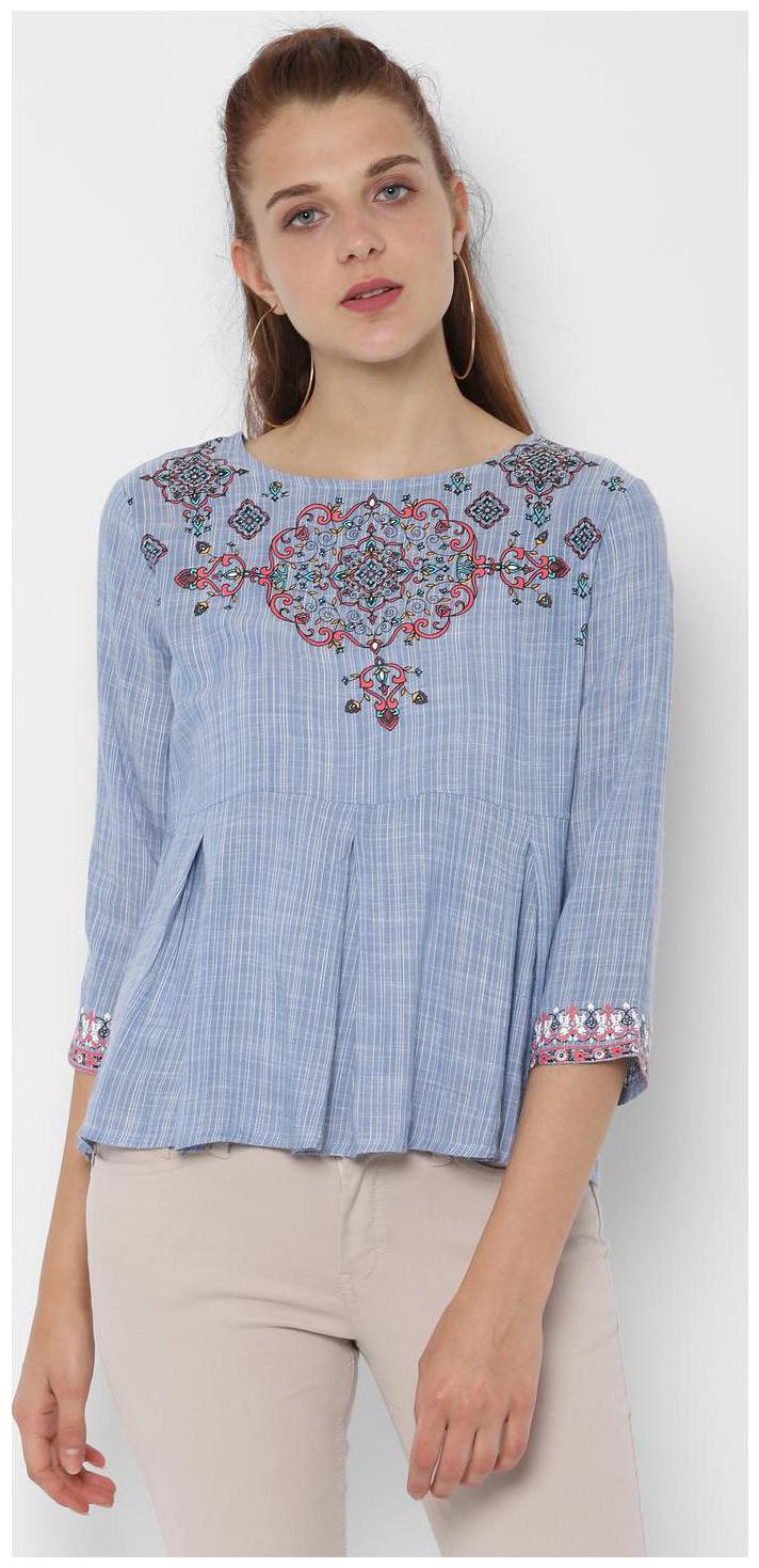 

People Women Printed Regular top - Blue