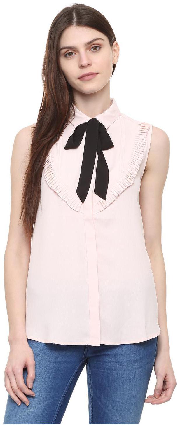 

People Women Pink Solid Regular Fit Shirt